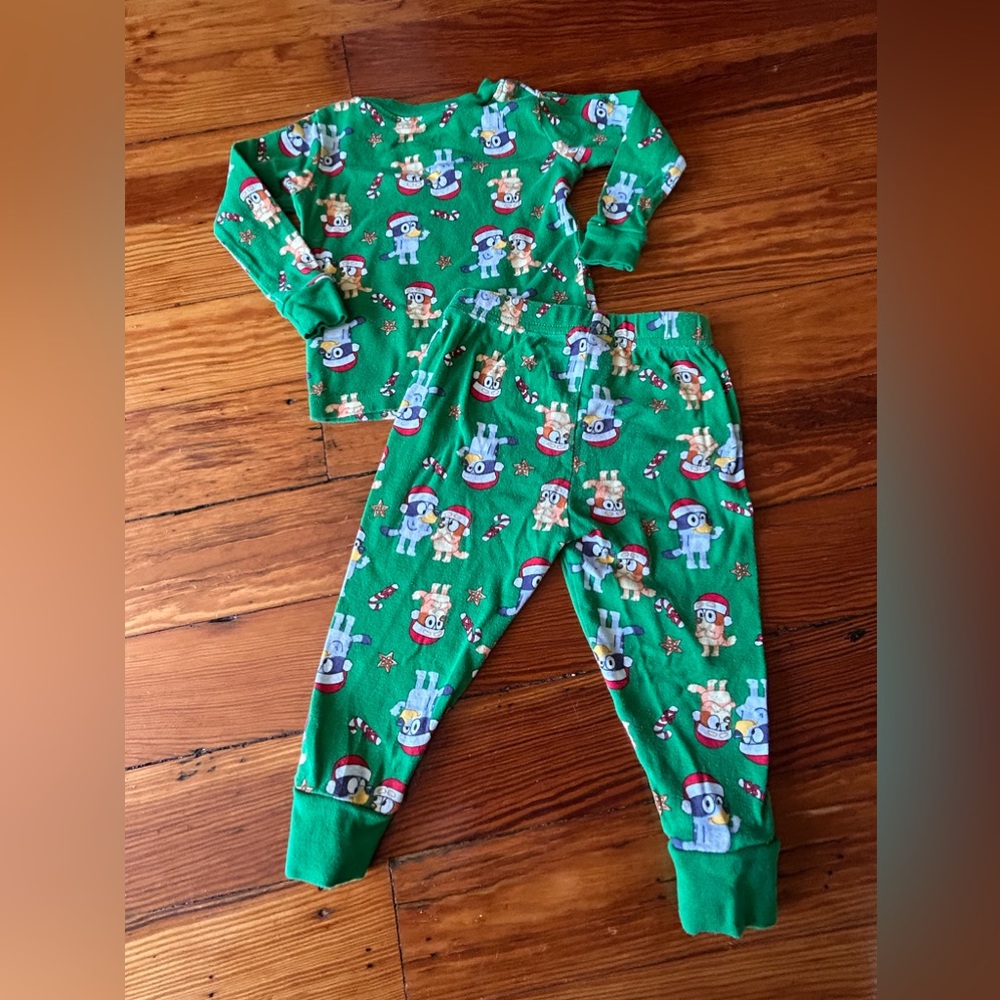 Bluey green Christmas pjs